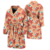 Camper Van Pattern Print Design 03 Men's Bathrobe