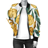 Yellow Tulips Pattern Women'S Bomber Jacket