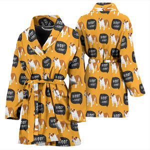 English Bulldog Pattern Print Design 04 Women's Bathrobe