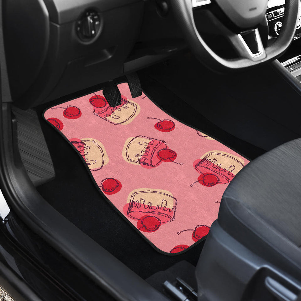 Cake Cherry Pattern Front And Back Car Mats