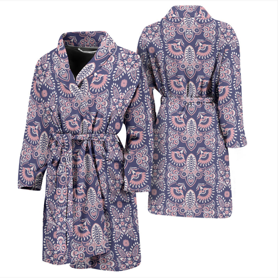 Indian Batik Style Pattern Men'S Bathrobe