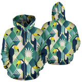 Toucan Tropical Leaves Design Pattern  Zip Up Hoodie