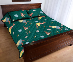 Kangaroo leaves pattern Quilt Bed Set