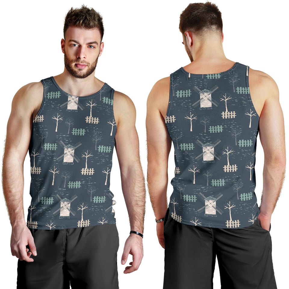windmill tree pattern Men Tank Top