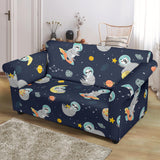 Cute Sloth Astronaut Star Planet Rocket Pattern Loveseat Couch Slipcover