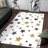 Hand Drawn Gold Black Star Pattern Area Rug