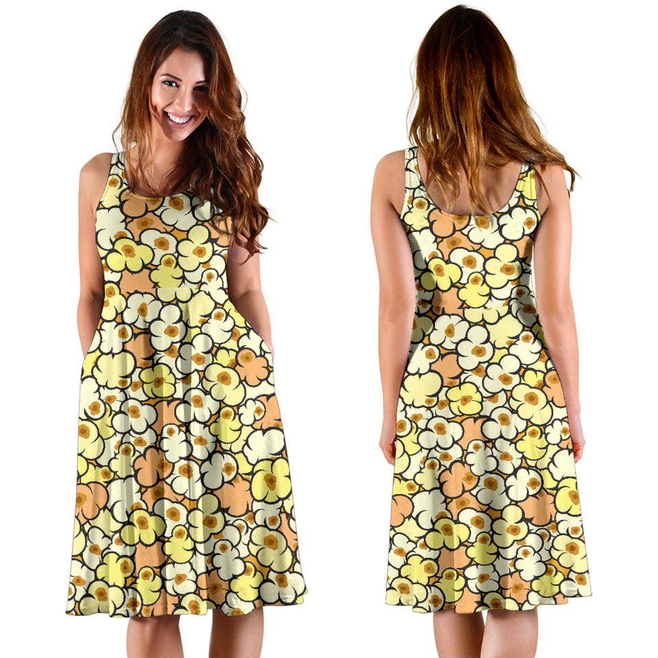 Popcorn Pattern Print Design 03 Sleeveless Midi Dress