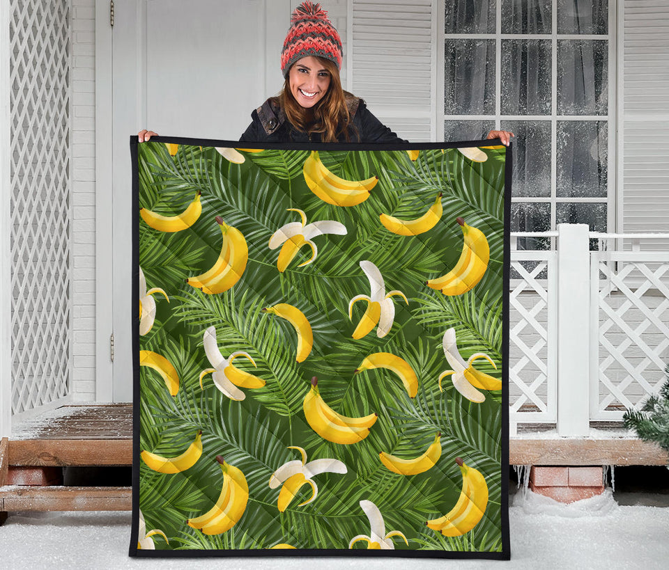 Banana Palm Leaves Pattern Premium Quilt