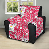 Maneki Neko Lucky Cat sakura pink background Recliner Cover Protector