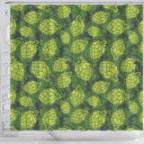 Hop Pattern Hop Cone Background Shower Curtain Fulfilled In US