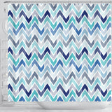 Zigzag  Chevron Blue Pattern Shower Curtain Fulfilled In US