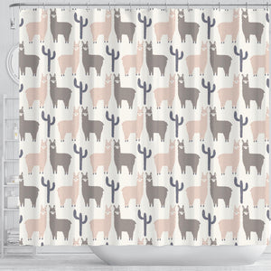 Llama Alpaca Pattern Shower Curtain Fulfilled In US