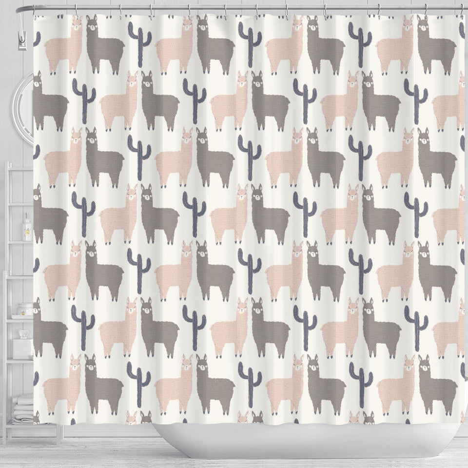 Llama Alpaca Pattern Shower Curtain Fulfilled In US