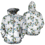 Peacock Feather Pattern Zip Up Hoodie