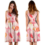 Hand Drawn Heart Design Pattern Sleeveless Midi Dress