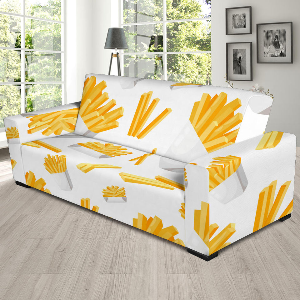 French Fries White Paper Box Pattern Sofa Slipcover
