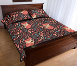 fox leaves mushroom pattern Quilt Bed Set