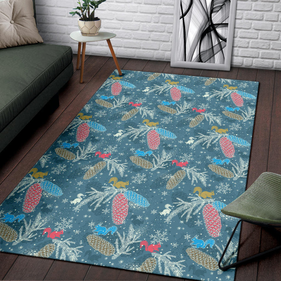 Squirrel Pattern Print Design 01 Area Rug
