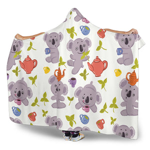 Cute Koalas Teapots Tea Hooded Blanket