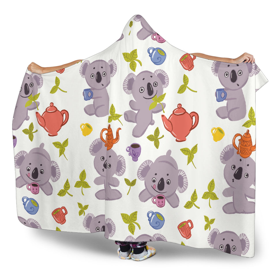 Cute Koalas Teapots Tea Hooded Blanket