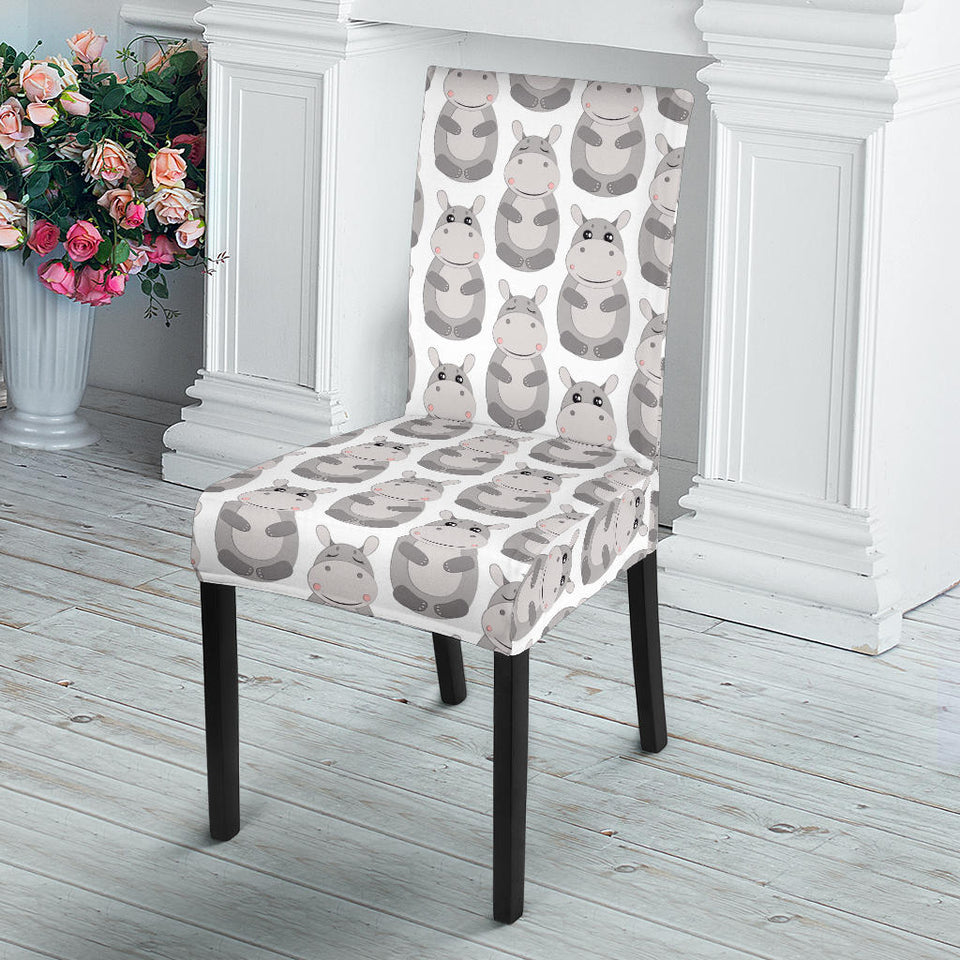 Hippopotamus Pattern Print Design 05 Dining Chair Slipcover