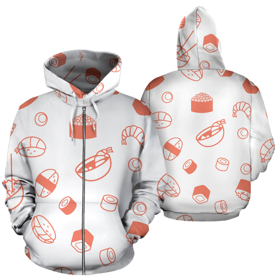 Sushi Pattern Zip Up Hoodie