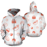 Sushi Pattern Zip Up Hoodie