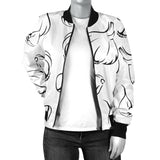 Garlic Pattern Black White Women'S Bomber Jacket