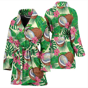 Coconut Pattern Print Design 01 Women's Bathrobe