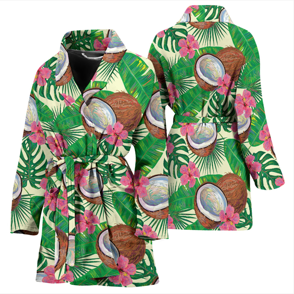 Coconut Pattern Print Design 01 Women's Bathrobe