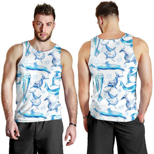 Watercolor dolphin pattern Men Tank Top