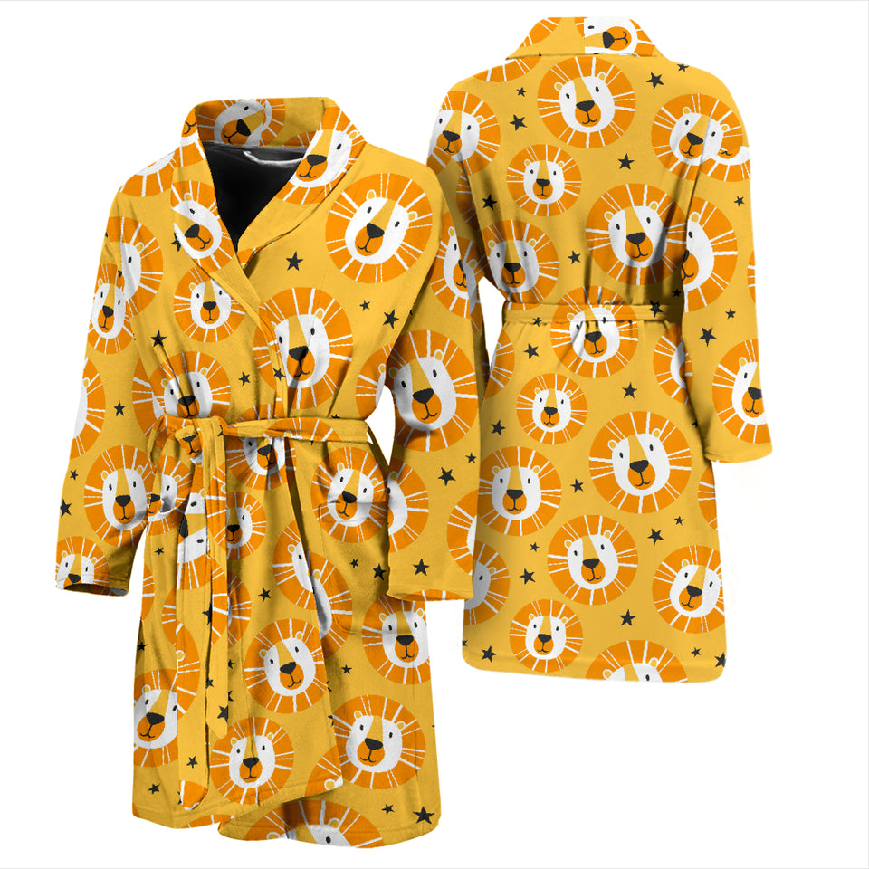 Lion Pattern Print Design 03 Men's Bathrobe