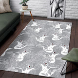 White Swan Gray Background Area Rug