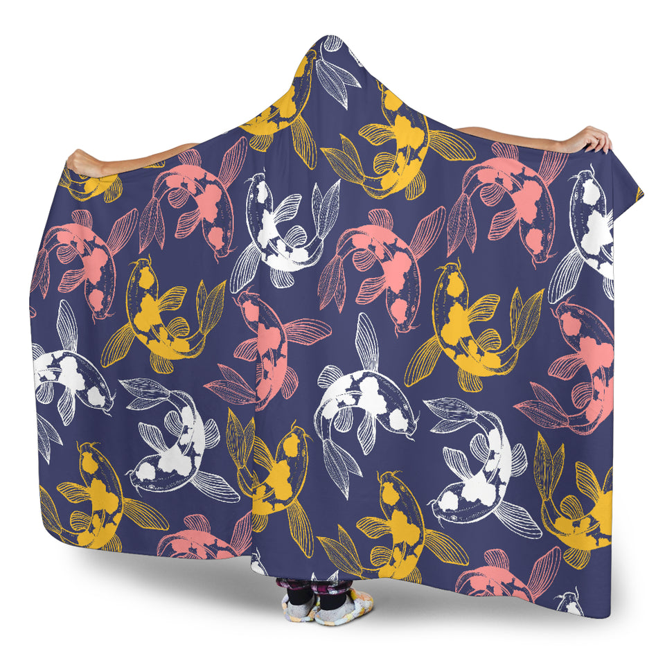 Koi Fish Carp Fish Pattern Hooded Blanket