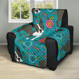 Boston terrier beautiful flower pattern Recliner Cover Protector