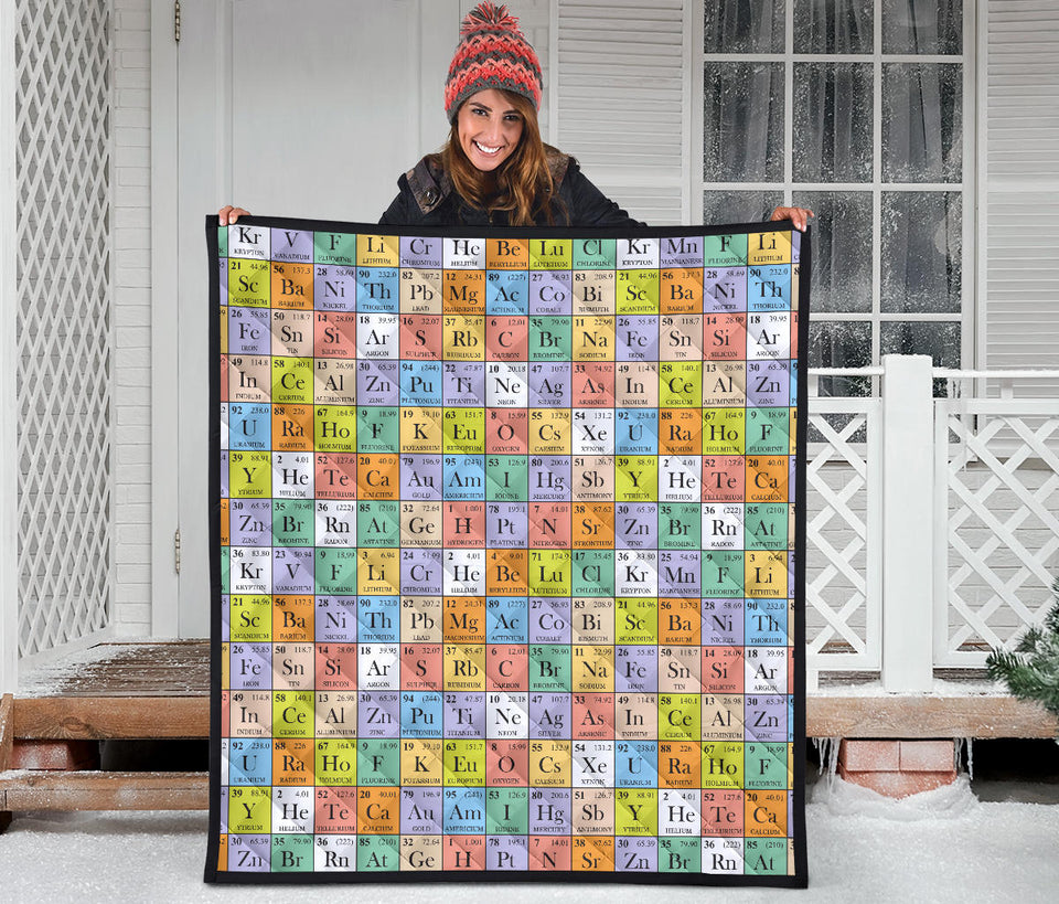 Chemistry Periodic Table Pattern Print Design 01 Premium Quilt