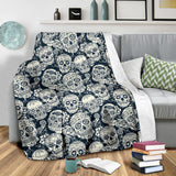 Sugar Skull Black White Pattern Premium Blanket