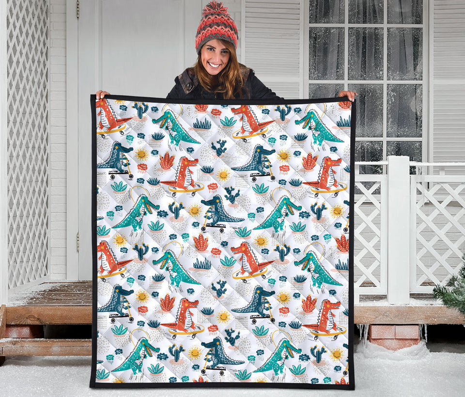 Cute Crocodile Pattern Premium Quilt