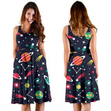 Colorful Space Pattern Planet Star Sleeveless Midi Dress