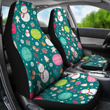 Snowman Bird Decorative Elements Christmas Pattern  Universal Fit Car Seat Covers