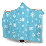 Snowflake Pattern Blue Background Hooded Blanket