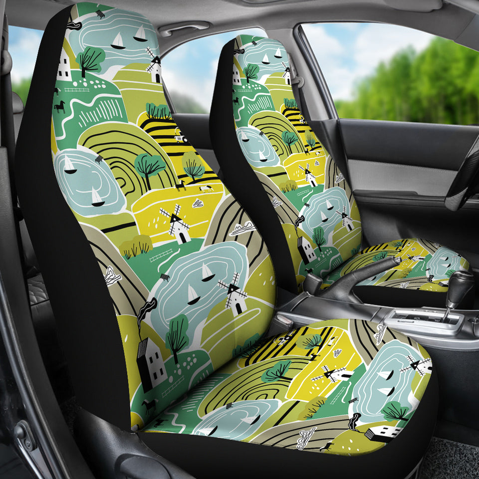 Hand Drawn Windmill Pattern  Universal Fit Car Seat Covers