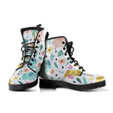 Cute Elephants Palm Tree Flower Butterfly Pattern Leather Boots