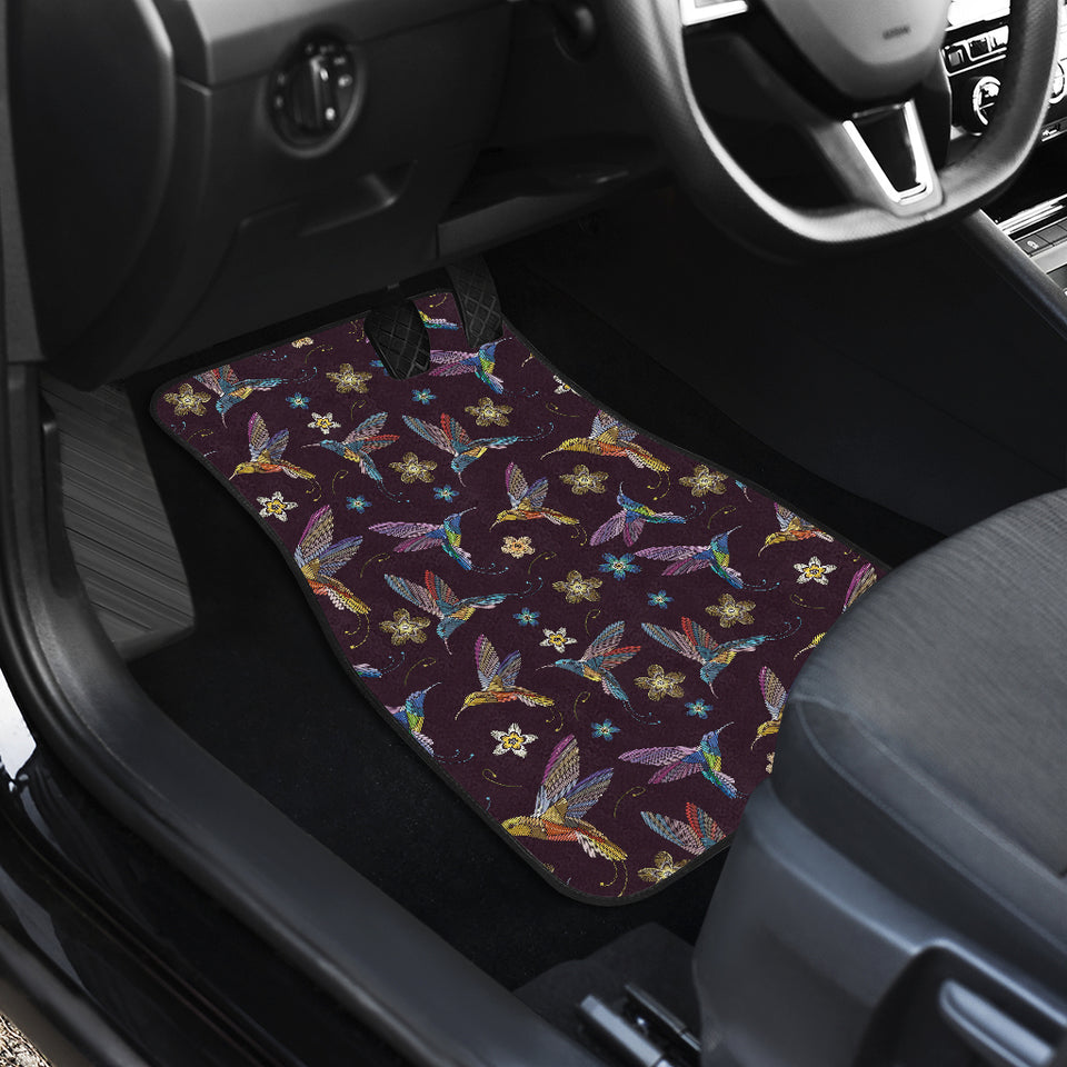 Hummingbird Pattern Print Design 04 Front and Back Car Mats