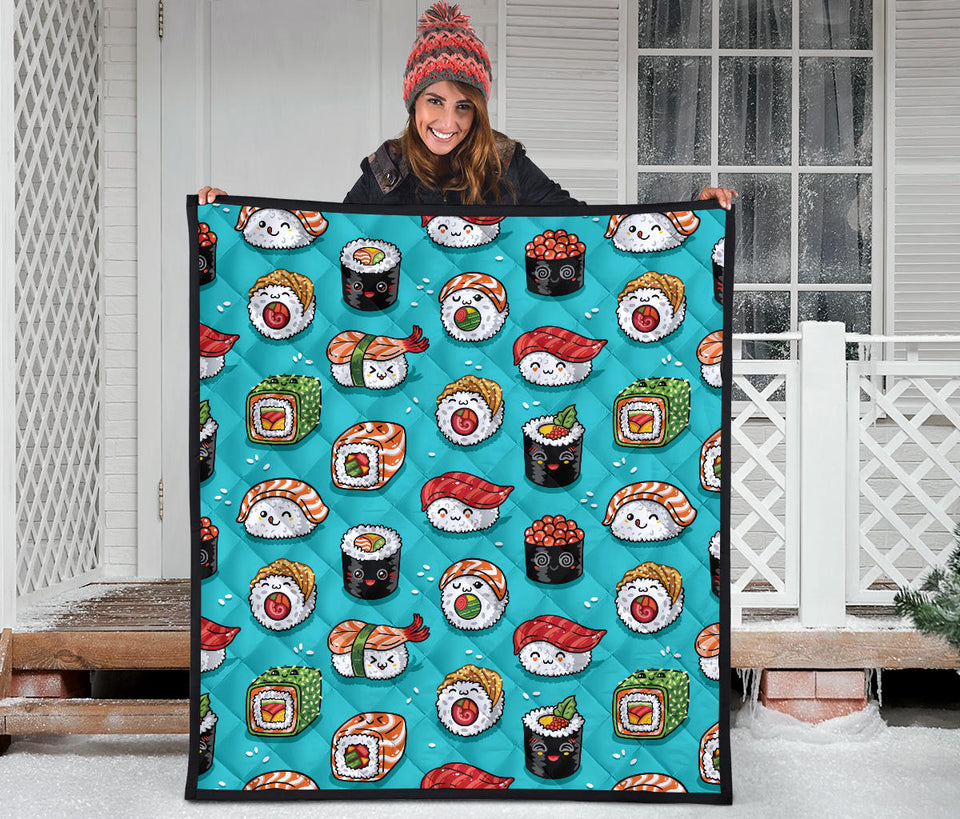 Cute Sushi Pattern Premium Quilt