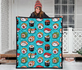 Cute Sushi Pattern Premium Quilt