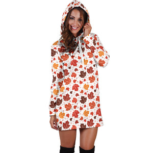 Colorful Maple Leaf Pattern Women'S Hoodie Dress