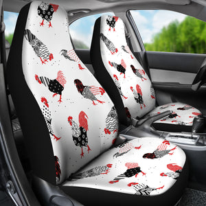 Cool Rooster Chicken Cock Floral Ornament Background  Universal Fit Car Seat Covers