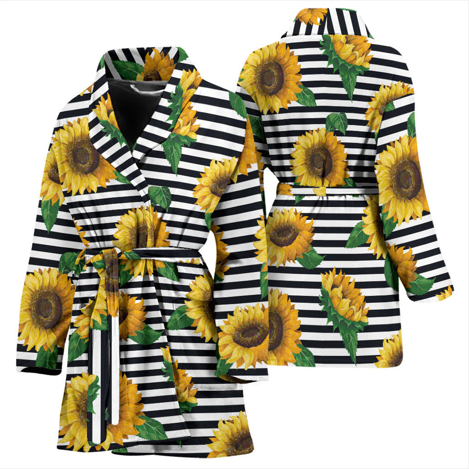 Sunflowers Ribbon Background Women'S Bathrobe