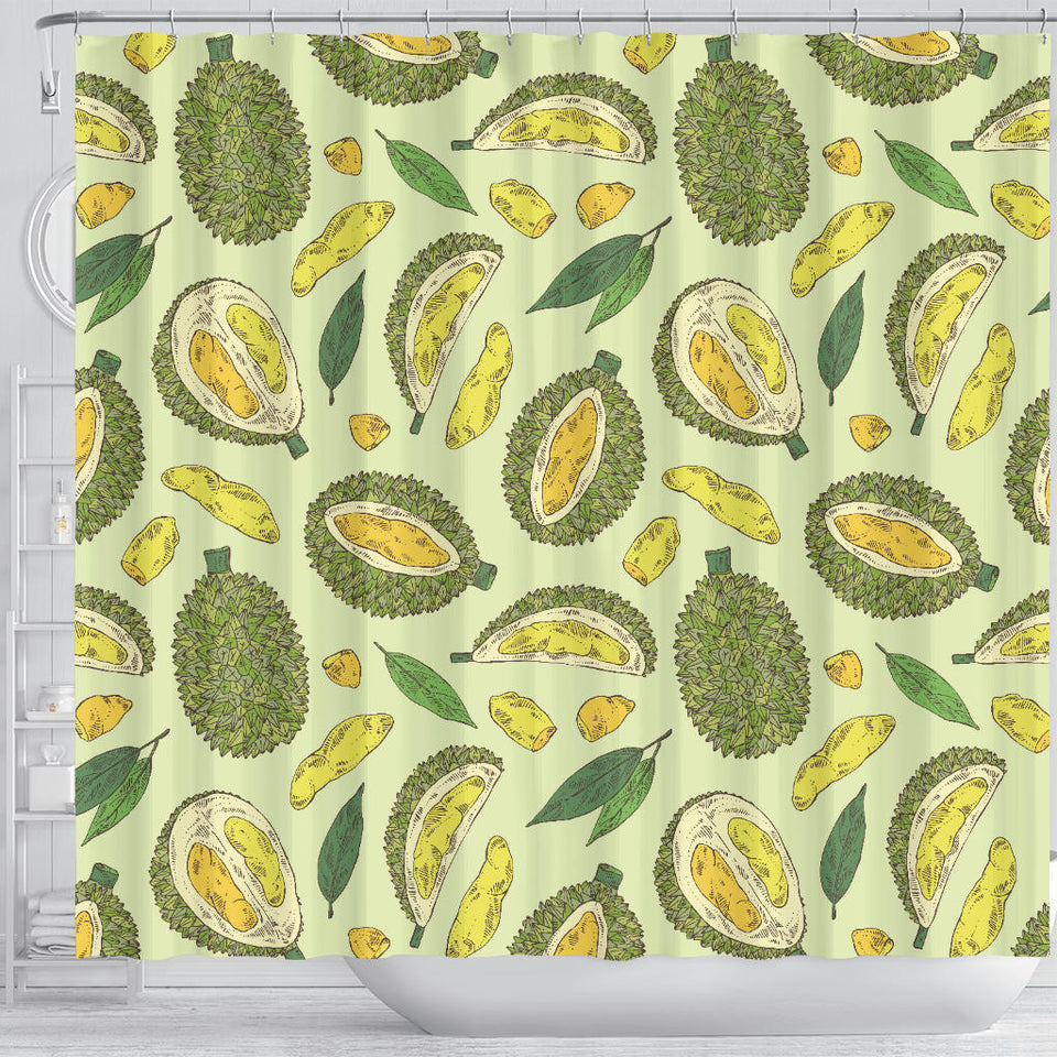 Durian Leaves Pattern Background Shower Curtain Fulfilled In US